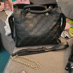 Steve Madden checkered logo Crossbody Tote Bag